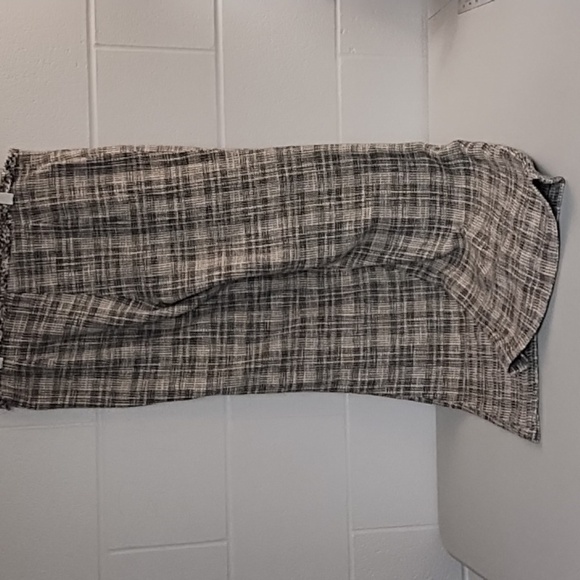 Zara 8 Textured Raw Fringe Edged Trouser Pants Boot Cut Glen Plaid Black Cream - Picture 9 of 10